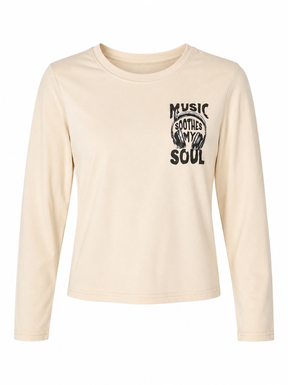 Kids Long-Sleeve Graphic Tee - Cream "Music Soothes My Soul"